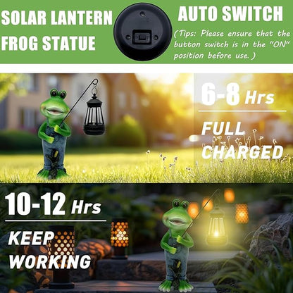Cute Cowboy Frog Garden Statue for Mom - Unique Outdoor Decor, Waterproof Resin, Perfect for Garden, Yard, Lawn Decoration, Top