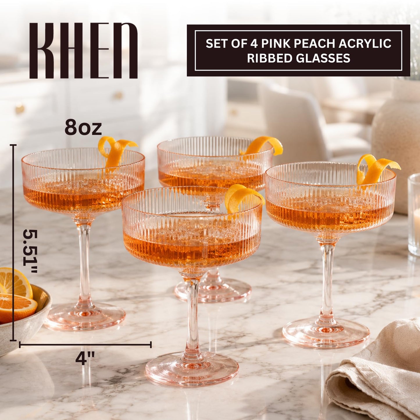 Madrid Acrylic Champagne Coupe Cocktail Glassware, Set of 4