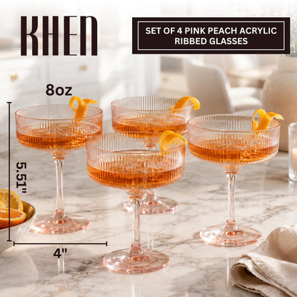 Madrid Acrylic Champagne Coupe Cocktail Glassware, Set of 4