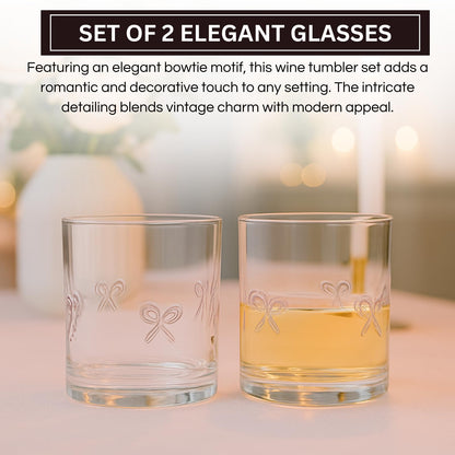 Khen Bowtie Tumblers Set Stylish Break Resistant Acrylic Drinkware - Set of 2 Pink