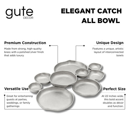 Cluster Decorative Bowls, Bright Silver Brass - Decoration