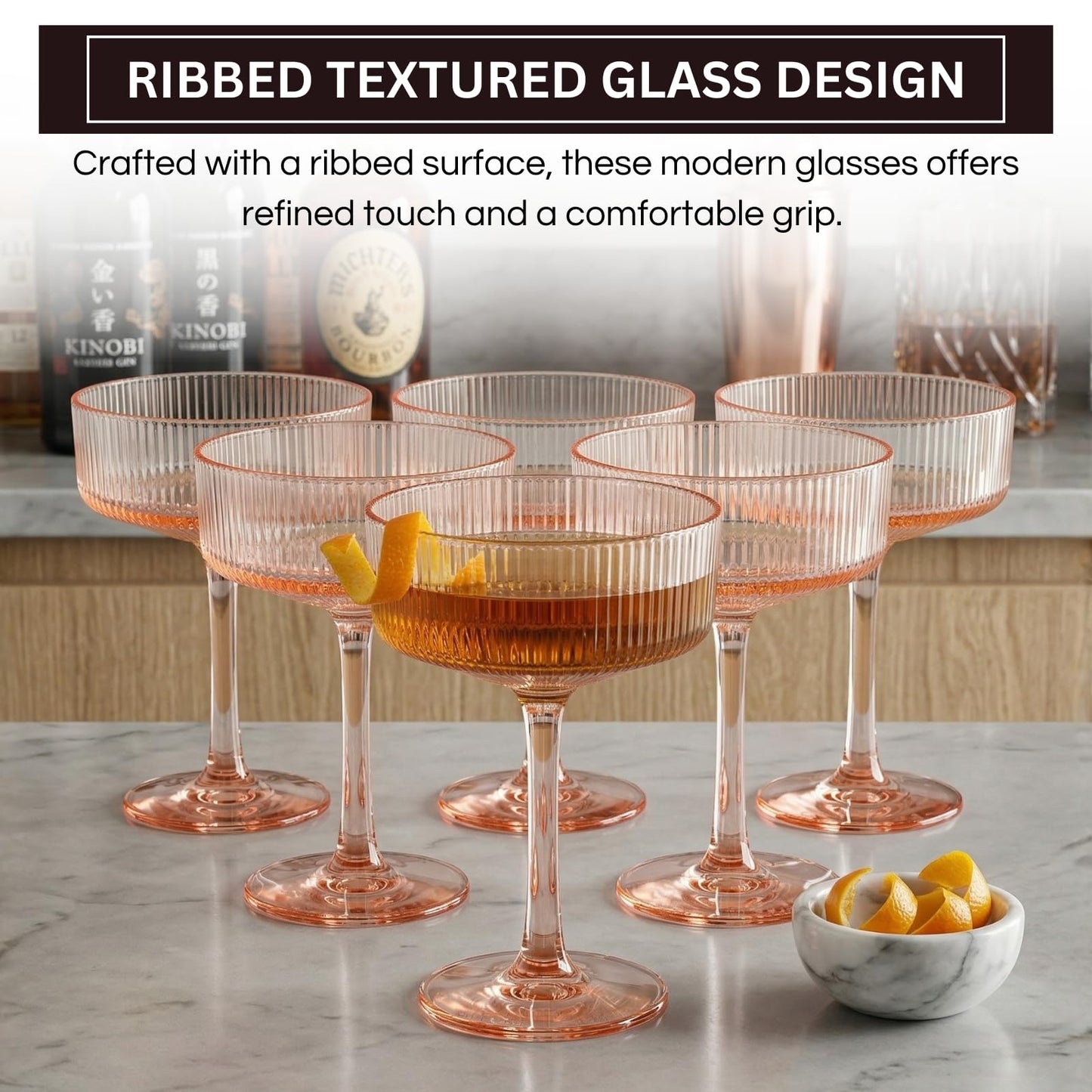 Madrid Acrylic Champagne Coupe Cocktail Glassware, Set of 6
