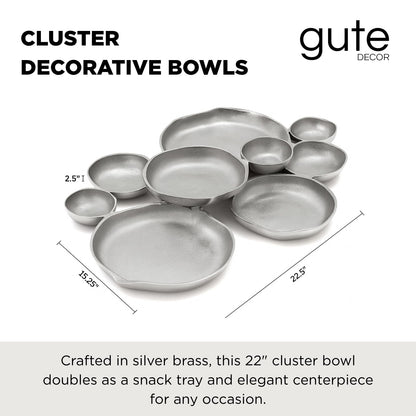 Cluster Decorative Bowls, Bright Silver Brass - Decoration