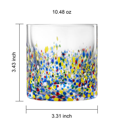 The Wine Savant Mexican Style Glass Hand Blown Colorful Artisan - Confetti Rock