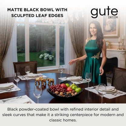 Black Powder Coated Platter Bowl – Modern Aluminum Decorative Centerpiece