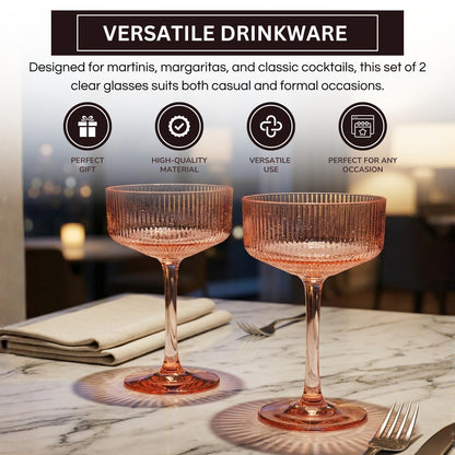 Madrid Acrylic Champagne Coupe Cocktail Glassware, Set of 2