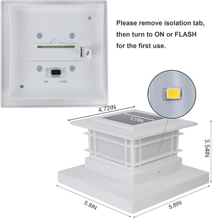 Dynaming 8 Pack Solar Flame Post Lights Outdoor, Solar Powered Fence Post White Shell Cap Light, High Brightness Flickering Flame LED Lighting for Garden Deck Patio, Fit 4x4 5x5 6x6 Vinyl/Wooden Posts