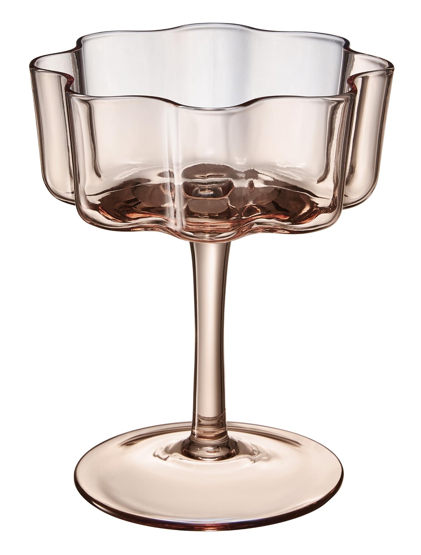 Flower Wave Coupe Cocktail Colored Glasses | Set of 6 | Venus Brown Colors