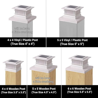 Dynaming 8 Pack Solar Flame Post Lights Outdoor, Solar Powered Fence Post White Shell Cap Light, High Brightness Flickering Flame LED Lighting for Garden Deck Patio, Fit 4x4 5x5 6x6 Vinyl/Wooden Posts