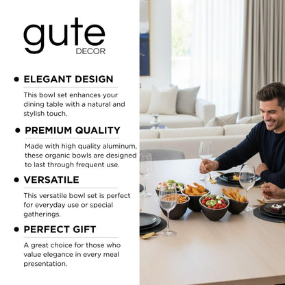 5 Bowl Organic Set – Modern Multi Section Serving Dish | Bowls for Snacks Salads Fruits Desserts