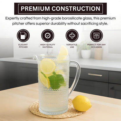 Bombay Hobnail Glass Pitcher for Juice and Lemonade | 32 oz