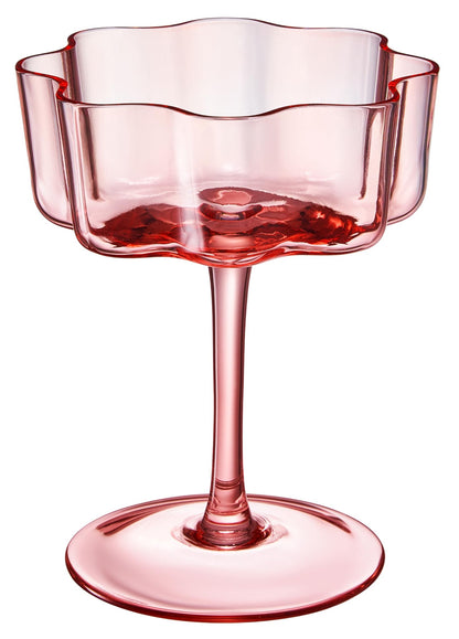 Flower Wave Coupe Cocktail Colored Glasses | Set of 5 | Fall/Holiday Colors