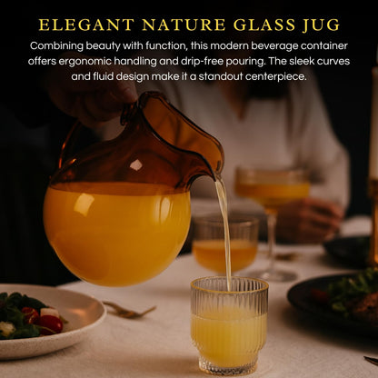 talian Design Amber Glass Jug Mouth-Blown Venetian Pitcher 750ml Handmade Murano