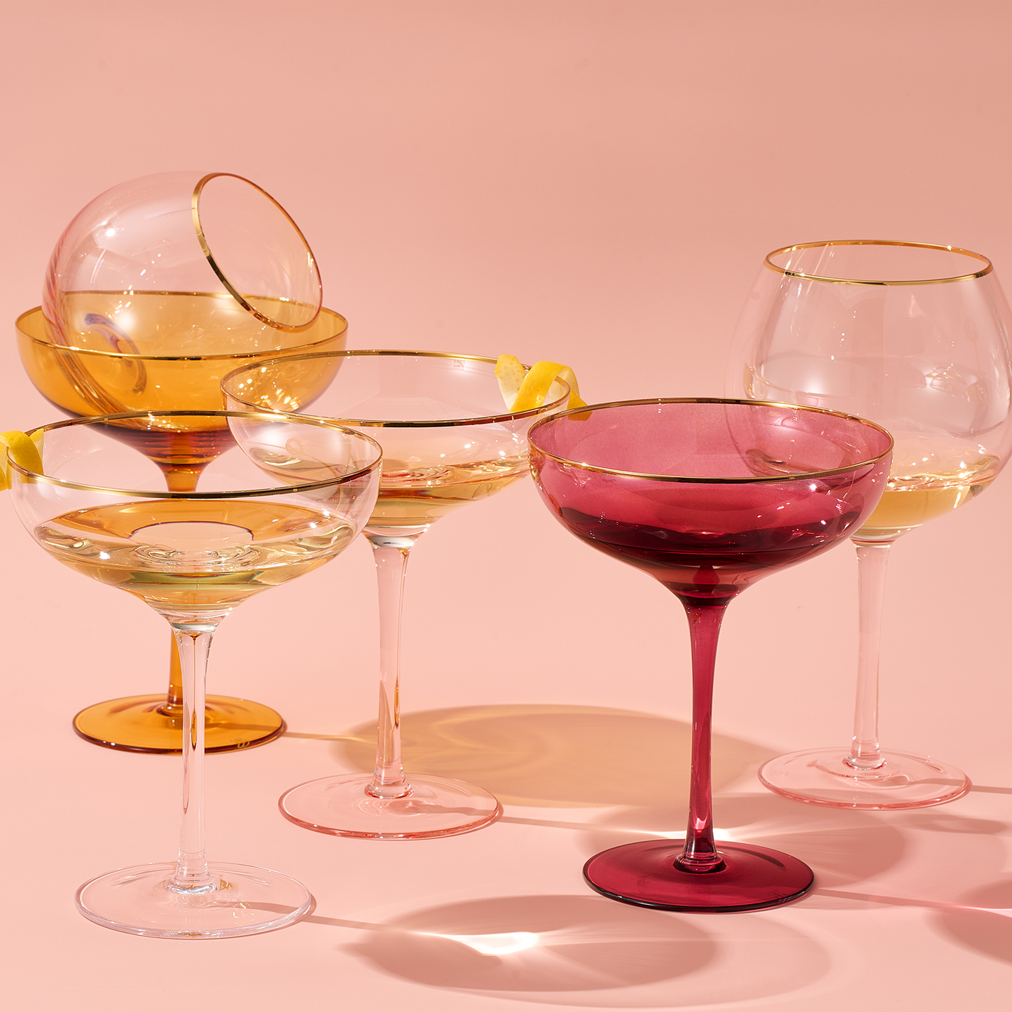 Palazzo Champagne Coupe, Cocktail Glassware, Set of 2, Yellow