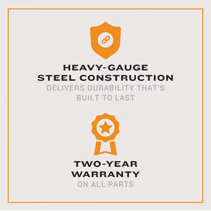 Heavy-gauge steel construction badge for offset barrel smoker