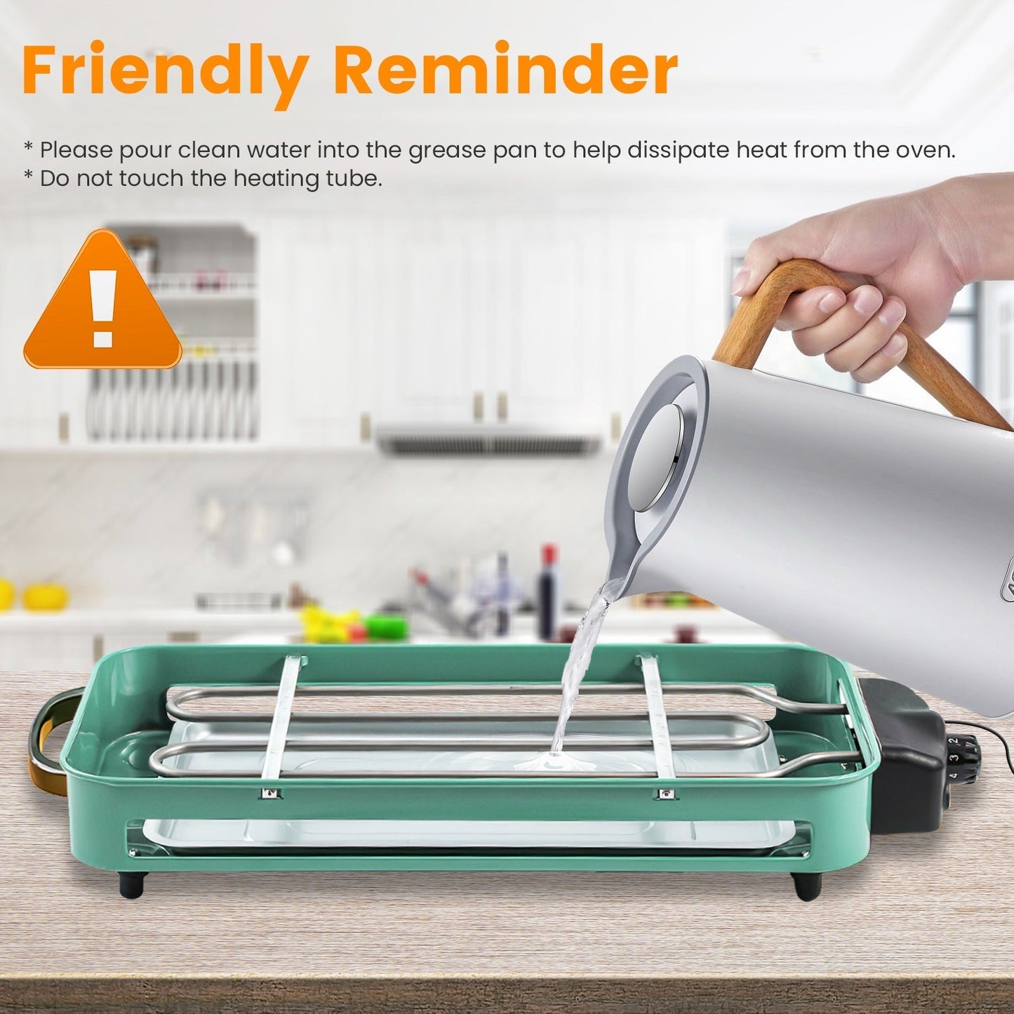 LJG 2000W 2-in-1 Electric Indoor Grill – Grill Net & Removable Plate, 5 Temp Settings