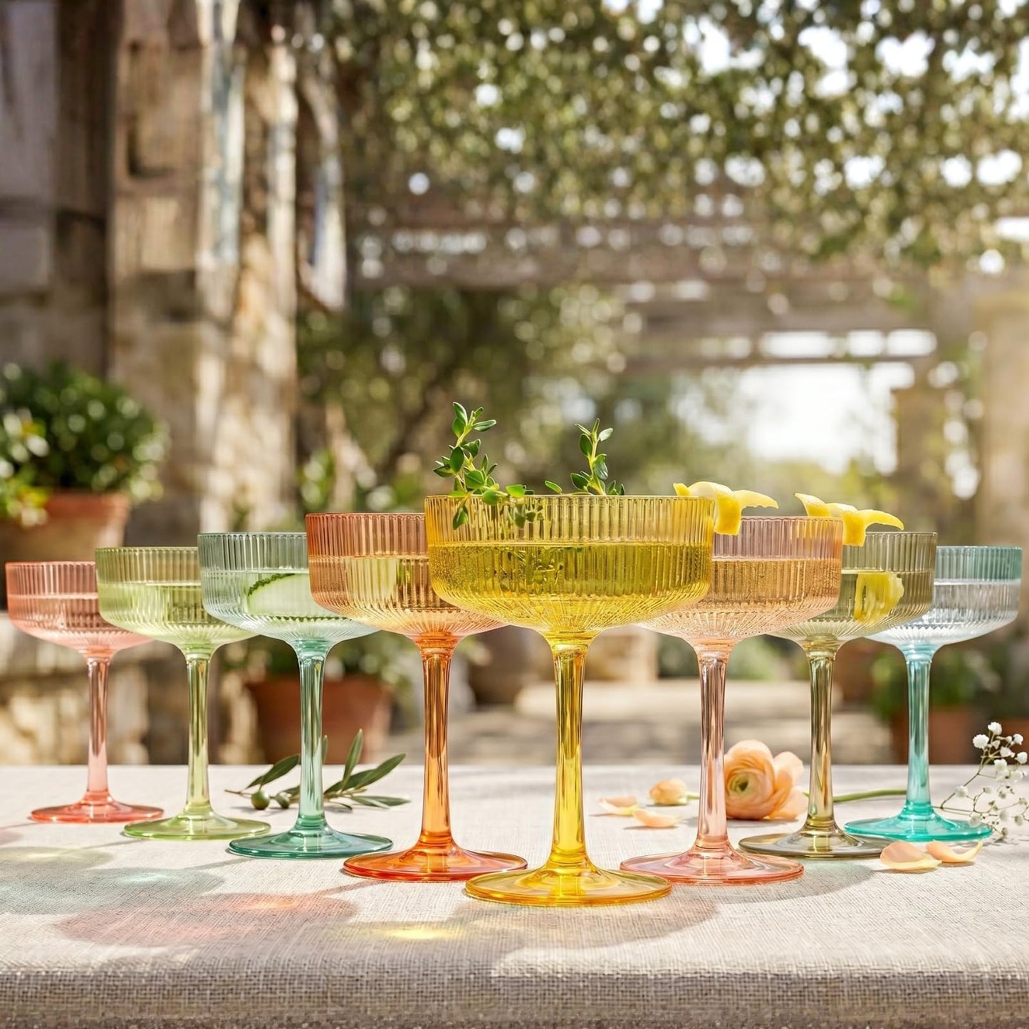Madrid Acrylic Champagne Coupe Cocktail Glassware, Set of 8