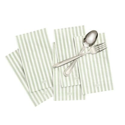 Tonal Striped Disposable Napkin Set in Green, 50 Pieces