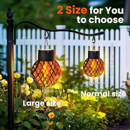 GIGALUMI 8 Pack Solar Lanterns for Outside,Solar Hanging Lights Outdoor Waterproof with Flickering Flame,Solar Powered Outdoor Lights Garden Decor for Yard,Patio,Tree,Camping,Festival Decoration