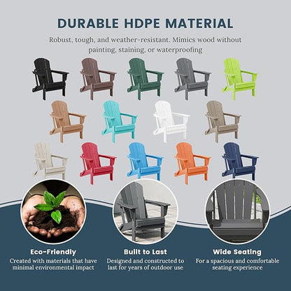 WO Home 8-Piece Folding Adirondack Chair Set – Weather-Resistant HDPE Patio Loungers, Gray