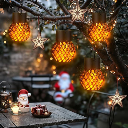 GIGALUMI 8 Pack Solar Lanterns for Outside,Solar Hanging Lights Outdoor Waterproof with Flickering Flame,Solar Powered Outdoor Lights Garden Decor for Yard,Patio,Tree,Camping,Festival Decoration