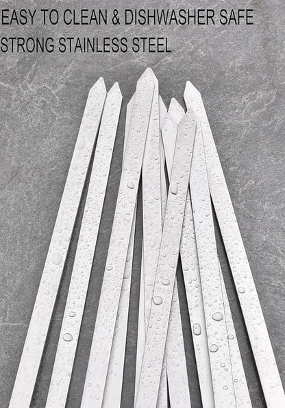 17-Inch Long Flat BBQ Skewers, HONSHEN Brazilian-style Stainless Steel 3/8 Inch Wide Blade with hardwood Handle barbecue skewers for Grilling Meat,Chicken,Shrimp,Vegetables-Set of 12