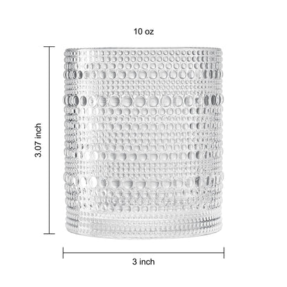 Khen Hobnail Drinking Glasses with Straws | Clear Colors | Set of 6