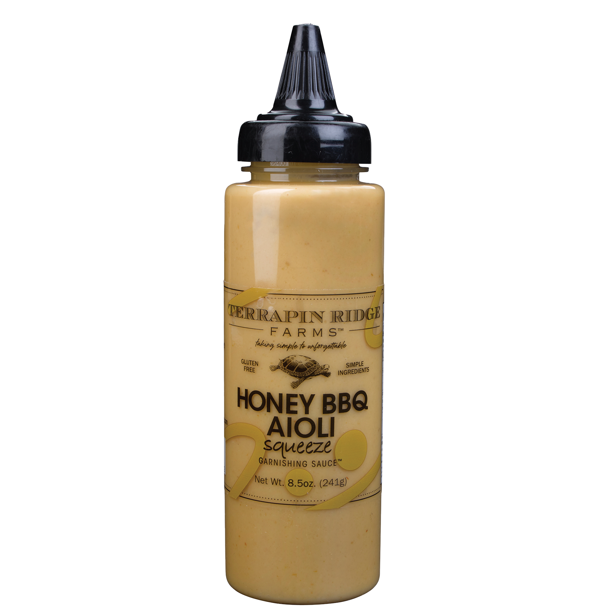 Honey BBQ aioli squeeze bottle, gluten-free garnishing sauce, 8.5 oz