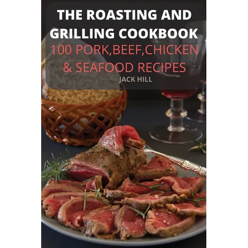 Paperback roasting and grilling cookbook cover with grilled meat, herbs, and title text