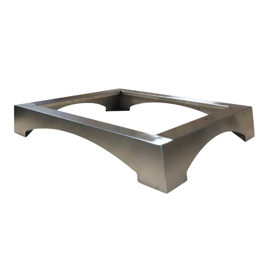 Stainless steel base frame with arched supports and open center