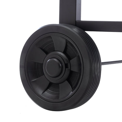 Black grill cart wheel with ridged tire tread