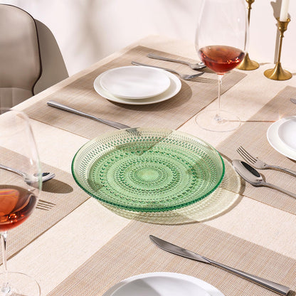 Glass Hobnail Dinner or Charger Plates | Set of 4 | Green
