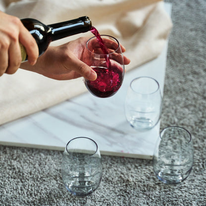 Barcelona Acrylic Stemless Finger-Indent Wine Glassware, Set of 4