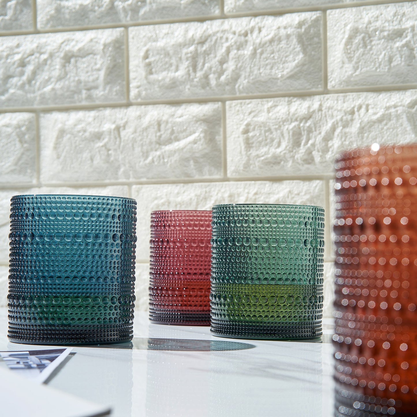 Eze Acrylic Hobnail Lowball Glassware, Set of 4