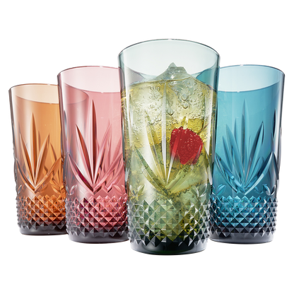 Onix Acrylic Crystal Highball Glassware, Set of 4