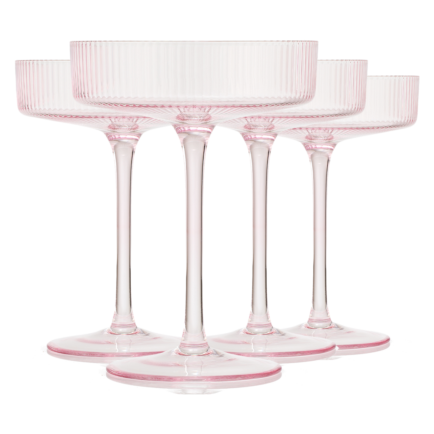 Como Ribbed Champagne Coupe Cocktail Glassware, Set of 4