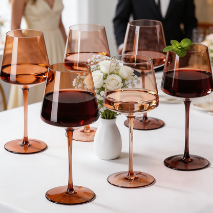 Venus Wine Glasses, Set of 6, Brown Shades 22.3oz Glass Tall