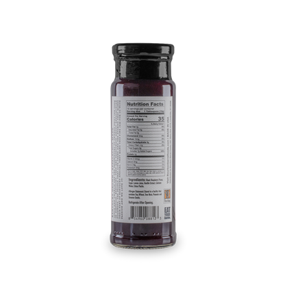 Black raspberry jam bottle back label with nutrition facts