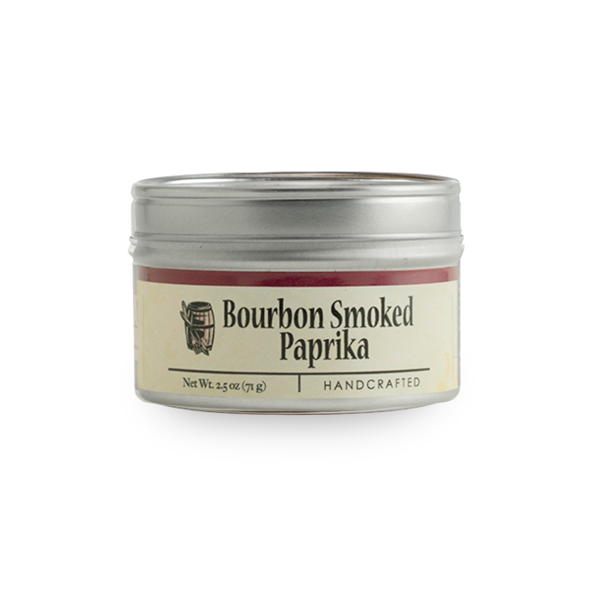 Smoked paprika spice jar with beige label and silver lid