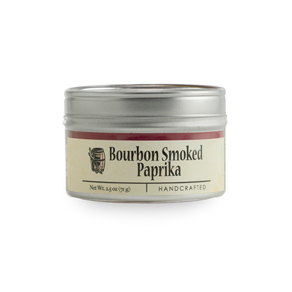 Smoked paprika spice jar with beige label and silver lid
