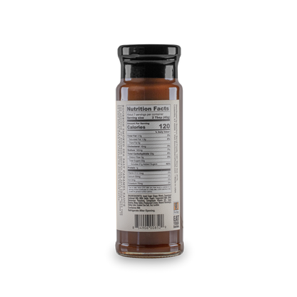 Caramel sauce bottle back label with nutrition facts and ingredient list