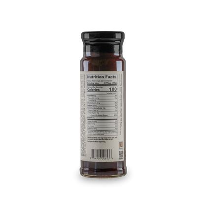 Chocolate sauce bottle back label with Nutrition Facts and ingredients panel