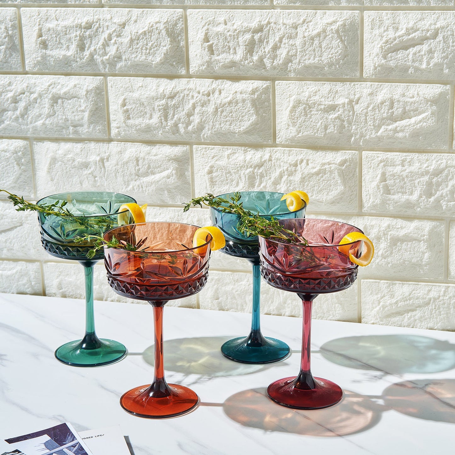 Onix Acrylic Crystal Champagne Coupe, Cocktail Glassware, Set of 4
