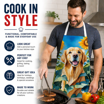 Golden Retriever in Sunflowers Apron – Unisex Kitchen & BBQ Apron