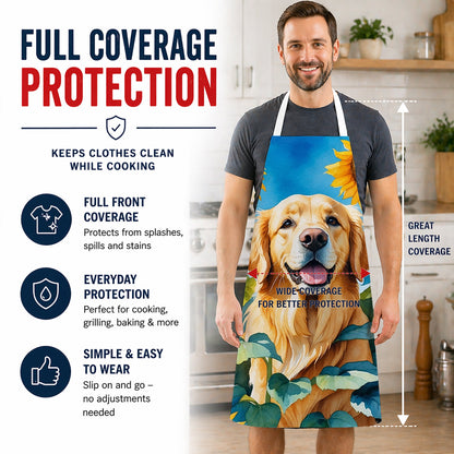 Golden Retriever in Sunflowers Apron – Unisex Kitchen & BBQ Apron