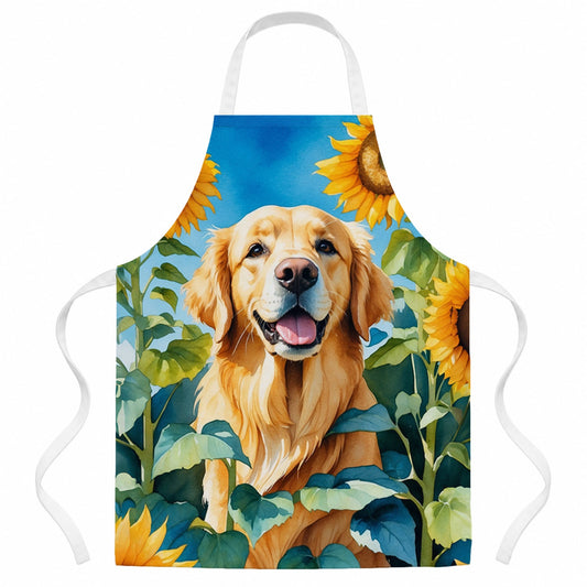 Golden Retriever in Sunflowers Apron – Unisex Kitchen & BBQ Apron