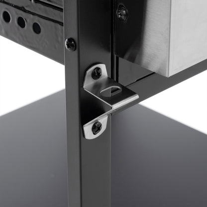 Black and silver gas grill frame latch and metal handle bracket