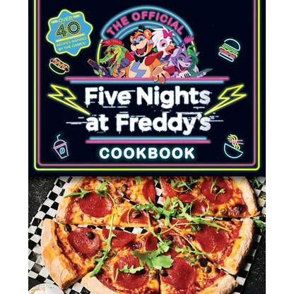 Hardcover cookbook with colorful cover featuring pizza art