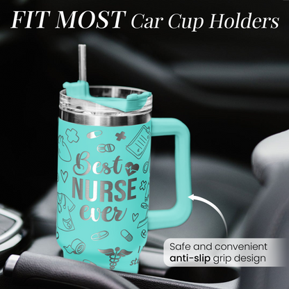 Mint Nurse Quencher Tumbler with Handle 40oz