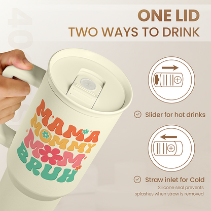 Beige Funny Mom Mama Bruh Slidemate | Slider Tumbler with Handle 40oz
